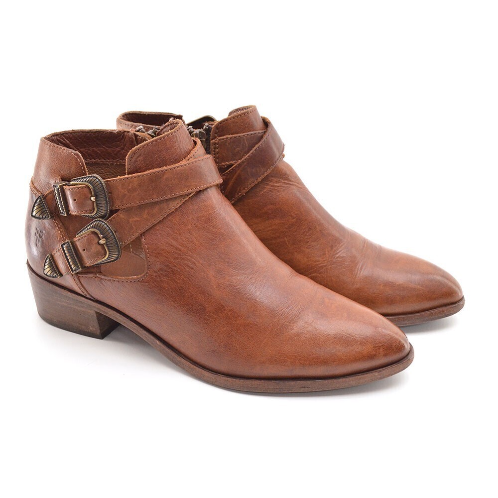 Frye Ray Western Shootie 71357 Brown Buckle Boots 8 B
